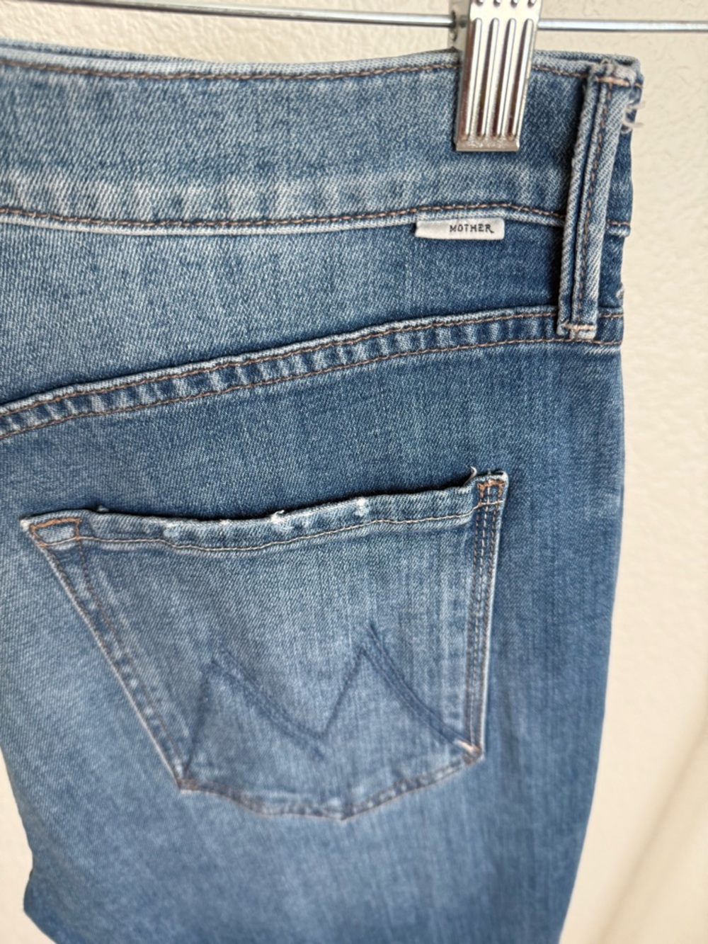 MOTHER Pixie Dazzler High-Rise Button-Fly Distressed Jeans - Light Blue - Picture 9 of 15